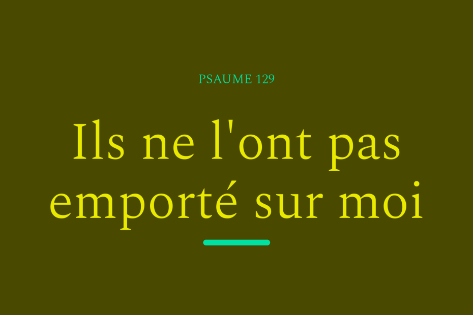 Ils ne l'ont pas emporté sur moi
